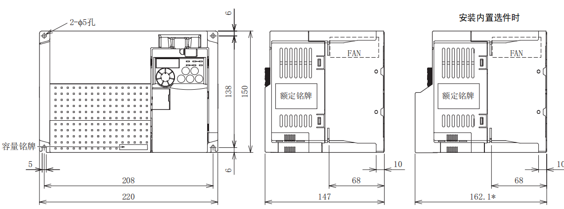 FR-E740-5.5K、7.5K-CHT尺寸圖